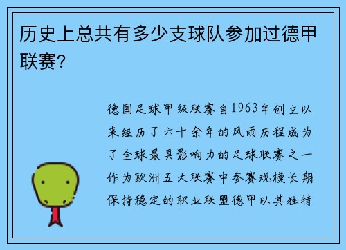 历史上总共有多少支球队参加过德甲联赛？